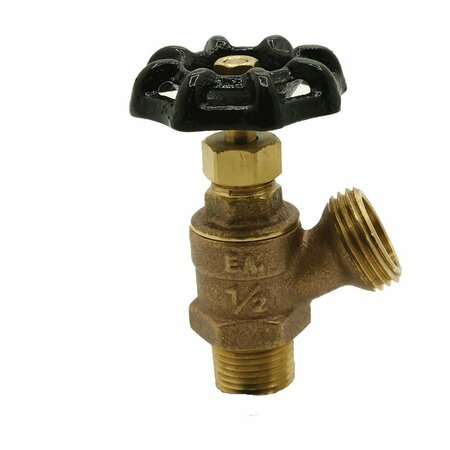 Thrifco Plumbing 1/2 Inch MIP x 3/4 Inch GHT Brass Boiler Drain Valve 6415128